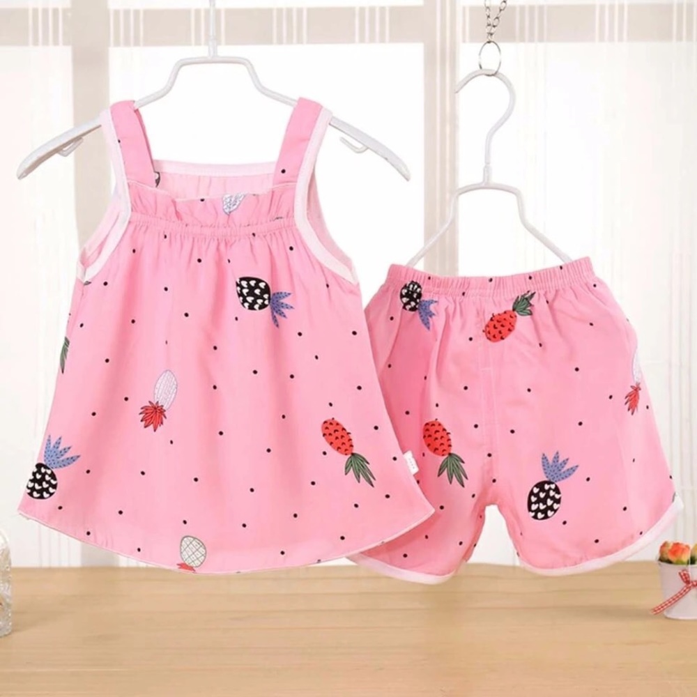 Toddler baby girl 100% cotton 2 piece set pink